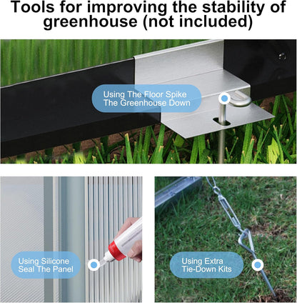 BlueWish 6x10 FT Greenhouses for Outdoors, Cedar Green House with 4-Layers Polycarbonate Panel, Greenhouse Kit with Adjustable Vent & Lockable Door, Walk-in Greenhouse for Outside, Garden, White