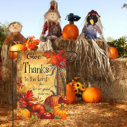 Fall Pumpkin Thanksgiving Welcome Flag 12x18 Double Sided Autumn Outdoor Garden Yard Decoration Banner Harvest Home Decor Large Outdoor Fall Flags Garden Flags for Outside Autumn Flags