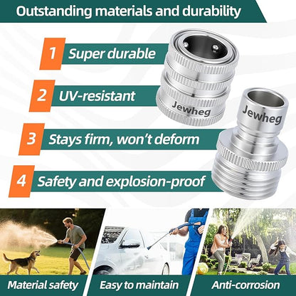 Quick Connect Hose Fittings，2025 upgraded version Garden Hose Quick Disconnect Set， Universal Fit 3/4 Inch GHT Stainless Steel, Water Hose Connector，Quick Release Hose Connector，3 Pack，