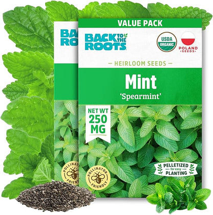 Back to The Roots 100% Organic Heirloom Seeds - Spearmint Value Pack (250mg Total)