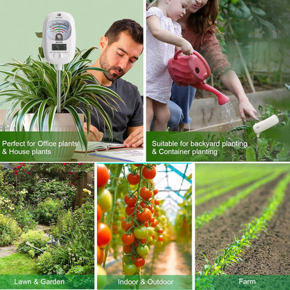 HSLGOVE Soil Test Kit, 7-in-One Soil Moisture Meter/Soil PH Meter/Fertility, Dual Screen Soil Tester w/Digital Soil Temp/Air Temp&Humidity for Plants Gardening,Lawn,Farm Indoor&Outdoor-PureWhite