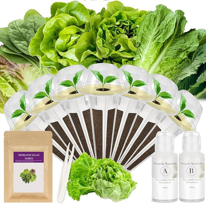 Salad Greens Seed Pod Kit for AeroGarden, idoo with Red and Green Leaf, Romaine and American Fast/Buttercrunch/Paris Island Lettuce, Spinach - Hydroponics Supplies for Most Brand (7-pod)