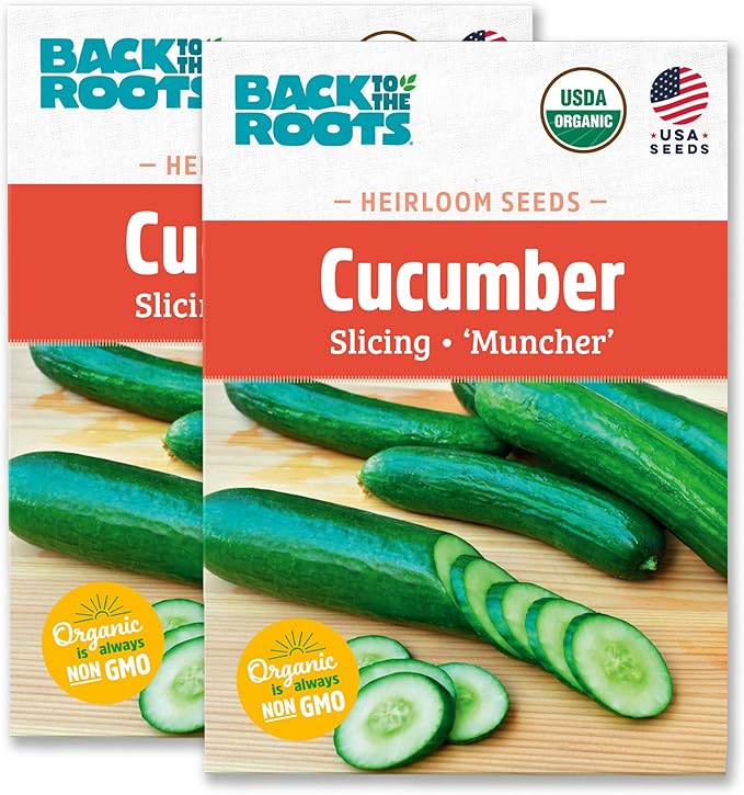 Back to The Roots 100% Organic Heirloom Seeds - Burpless Cucumber Value Pack (3g Total)
