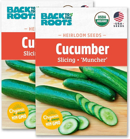 Back to The Roots 100% Organic Heirloom Seeds - Burpless Cucumber Value Pack (3g Total)
