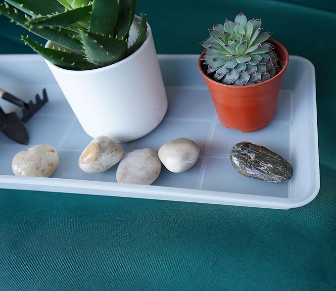 2 Pack of Plastic Plant Tray Saucer Rectangular 16 inch, Plant Trays Saucers for Indoors Outdoor, Plant Water Drip Tray for Flower Pot Planter, Windowsill Plant Tray (7.0 X 16.1'', Clear)