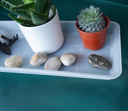 2 Pack of Plastic Plant Tray Saucer Rectangular 16 inch, Plant Trays Saucers for Indoors Outdoor, Plant Water Drip Tray for Flower Pot Planter, Windowsill Plant Tray (7.0 X 16.1'', Clear)