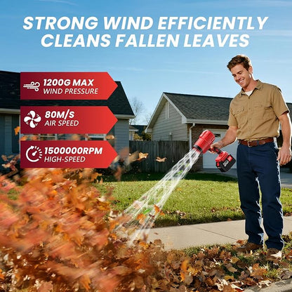 Electric Leaf Blower Cordless with 2*4500mAh Batteries and Charger,1,500,000RPM High-Speed Brushless Motor, 685CFM Battery Powered Handheld Leaf Blower,Lightweight Turbo Blower for Yard, Patio,Garage