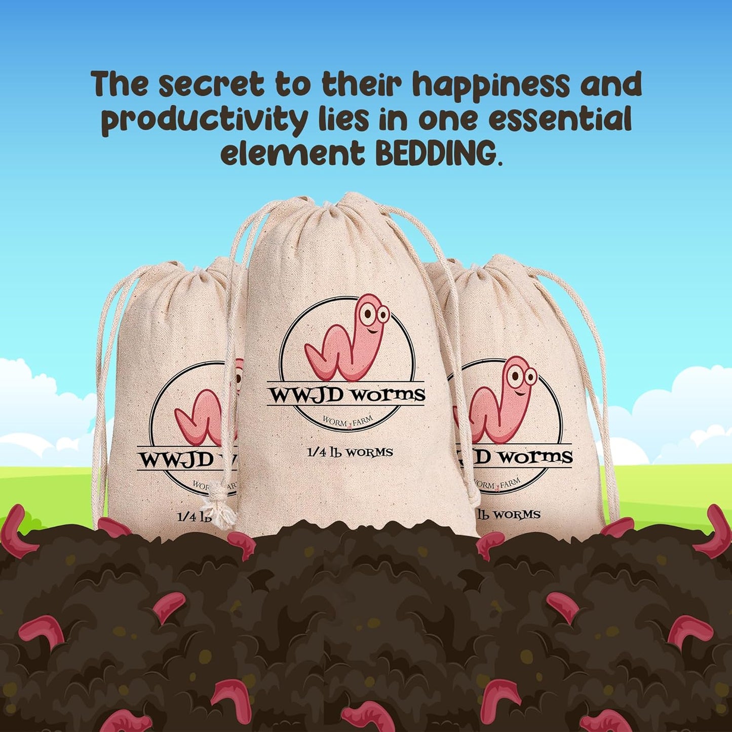 Red Wigglers Composting Worms - 1/4lb Red Worms for Composting Bin, for Plants or Gardening, Compost Worm for Soil Fertility & Worm Farm, Easy to Manage