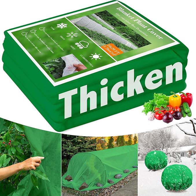 Winter Frost Cloth Plant Frost Protection Covers 10 FT x 33 FT Reusable Cold Weather Green Plant Covers Outdoor - Outdoor Frost Cloth for Protection, Seasonal Delay