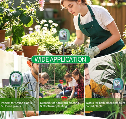 Soil Tester, Soil Moisture Meter/Soil pH Meter/Sun-Light/Fertility for Gardening, Large Dial Soil pH Tester Plant Water Meter for Indoor&Outdoor Garden,Farm Soil Test Kit-Green