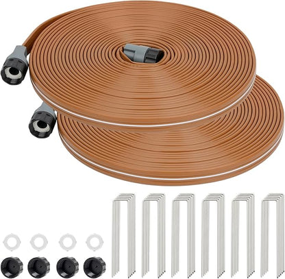 LINEX Sprinkler Soaker Hose 50 ft 2 pack for Garden, Watering Hose with Holes, High-Efficiency Sprinklers System for Lawn and Garden with Staples