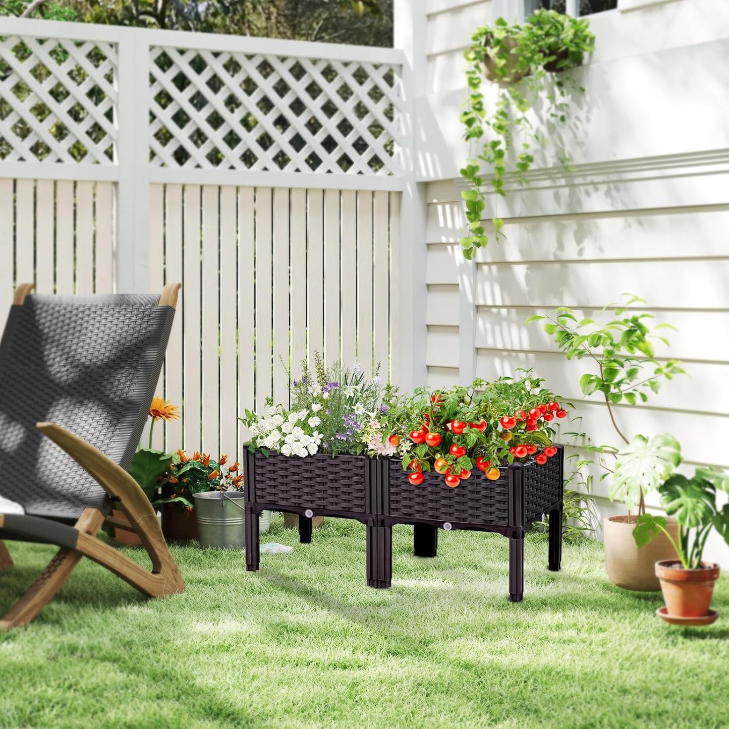 Raised Garden Bed with Legs, Large Planter Box Raised Garden Beds Outdoor, Rectangular Elevated Planter Box for Gardening Vegetables, Flowers, Fruits and Plants, 31.5"(L) x 15.7"(W) x 14.5"(H)