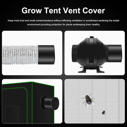 MELONFARM Air Filtration Kit 4", Built-in 14cm Fan Low Nois Carbon Filter with 12-Speed Controller, 8' Ducting & 6" Vent Cover, Cooling & Ventilation System for Grow Tents, Indoor Gardening