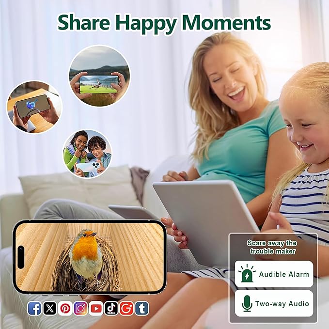 HITTITE Bird House with Camera, 2K HD Solar Powered Bird Houses for Outside with AI Identify, Auto Detect & Notify, Night Vision, Outdoor Birdhouse with Camera for Blue Bird & Other Backyard Birds