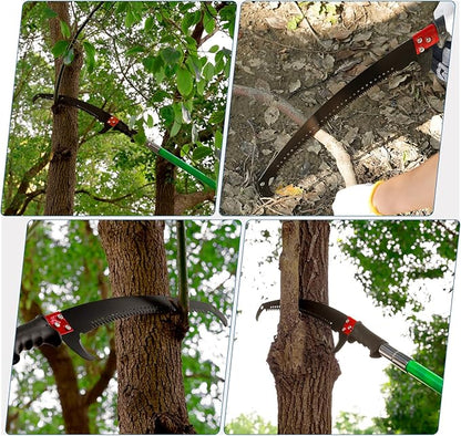Manual Pole Saw 27ft Extendable Tree Pruner Manual Branches Trimmer Tree Branch Garden Tools Loppers Hand Pole Saws with Lightweight 8 Fiberglass Handles, for Pruning Palms and Shrubs