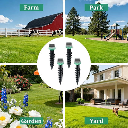 Mole Repellent Solar Powered, IP67 Waterproof Solar Mole Repellent Ultrasonic Snake Repellent Deterrent Gopher Vole Snake Pest and Other Rodent Animals, Get Rid of Moles, Groundhogs