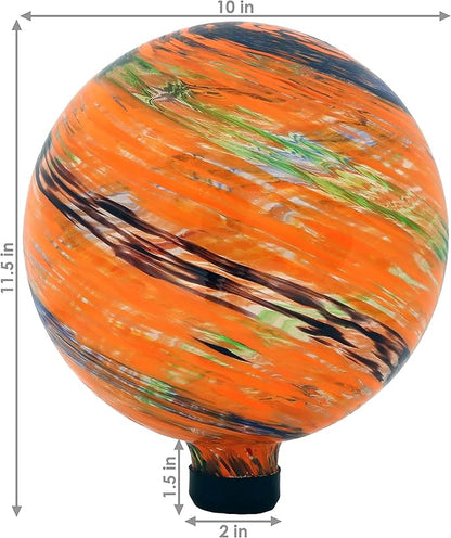 Sunnydaze 10-Inch Gazing Ball for Garden - Glass Gazing Globe for Outside - Garden Orb Yard Decor - Sunset Sky - Set of 2