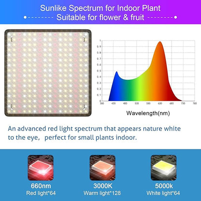 2 Pack LED Grow Light Panel 200W Lamp for Indoor Plants, Sun Like with White Blue Red UV IR LEDs for 4x4ft Coverage Grow Tent Greenhouse Veg and Bloom Seedlings Hydroponics