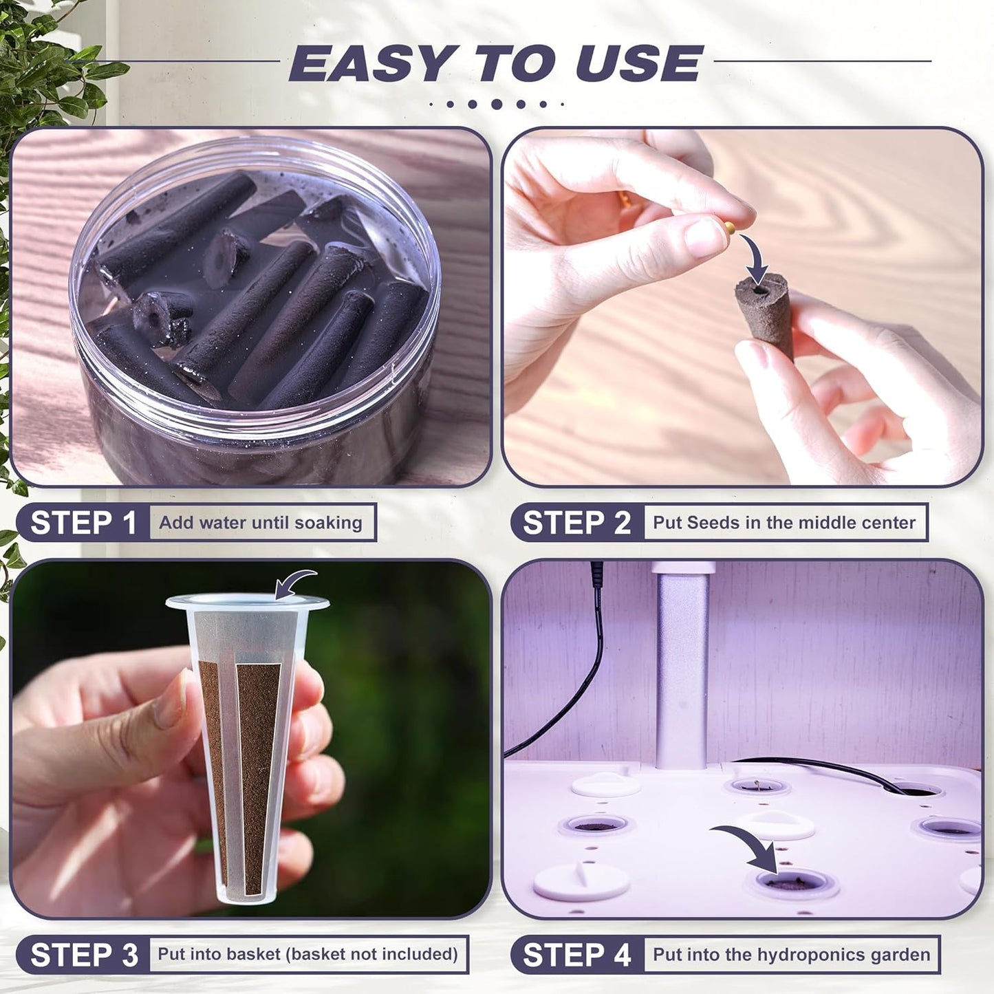 100 Pack Hydroponics Grow Sponges - Replacement Root Growth Sponge Seed Pods for Hydroponic Garden Indoor Growing System, Seed Starter Sponges Pod Kit with 100 Labels and 1 Tweezers