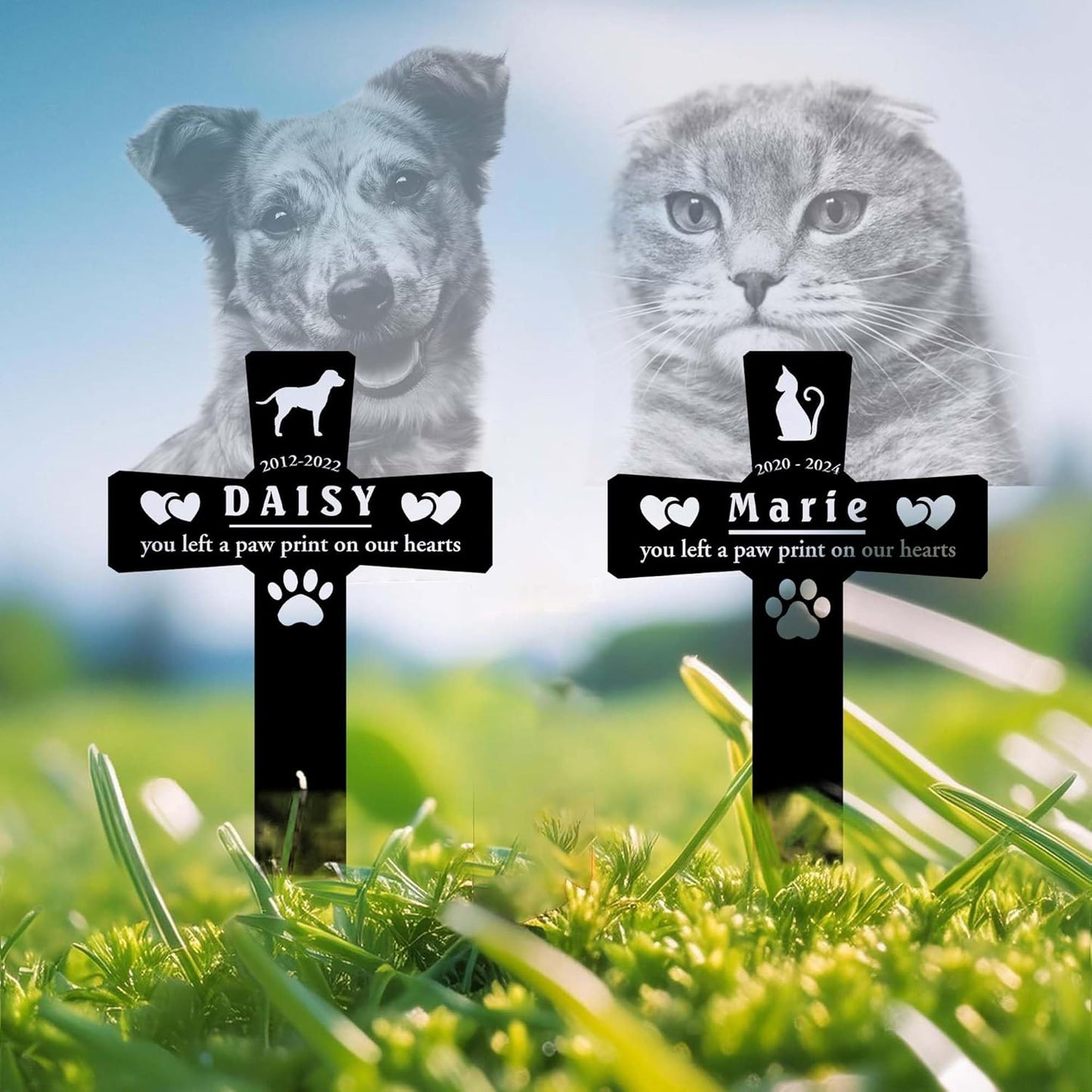 Personalized Dog Grave Marker Outdoor | Engraved Pet Grave Marker with Custom Name and Years, Weatherproof Graves Available in Many Sizes & Colors