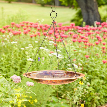 Good Directions Hanging Fire Copper Bird Bath for Outside Backyard, Outdoor, Patio, Garden, Birdbath Gift for Bird Lovers Watchers, Large 18" Pure Copper Metal