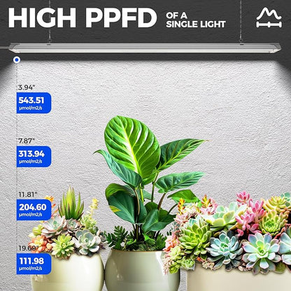 Barrina TX72 4FT Grow Lights for Seed Starting, 288W (4 x 72W, 2000W Equivalent), High PPFD, 5000K Daylight Full Spectrum, Mechanical Timer, Hanging Grow Lights with On/Off Switch Linkable, 4 Packs