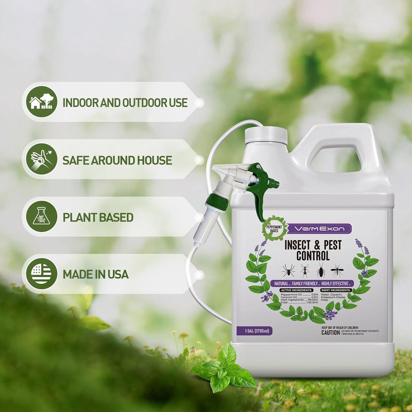 Peppermint Oil Insect & Pest Control Spray – 128oz Natural Plant-Based Bug Killer for Spiders, Ants, Flies, and Other Insects, Safe for Home & Kitchen Use