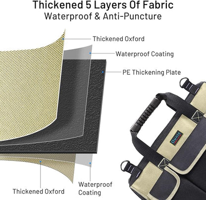 Tool Bag, Ounic 20 Inch Large Tool Bags Heavy Duty With Wide Mouth and Waterproof Strong Molded Base, Heavy Duty Tool Bag Organizer with Adjustable Shoulder Strap Specially Designed for Various Tools