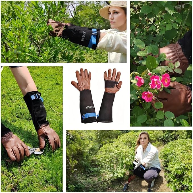 Gardening Gloves for Women/Men,Rose Pruning Long Leather Garden Gloves Thorn Proof