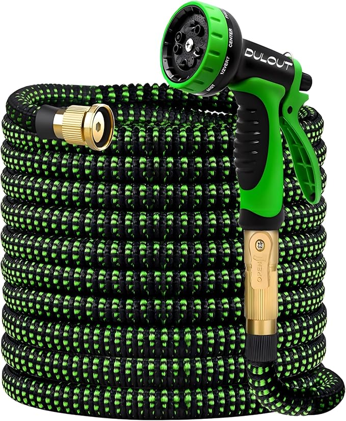 Expandable Garden Hose - 50 ft with 10 Function Nozzle Sprayer, Lightweight Flexible Water Hose with Durable Collapsible Latex Core & Solid Brass Fittings, 50ft Retractable Stretch Hose