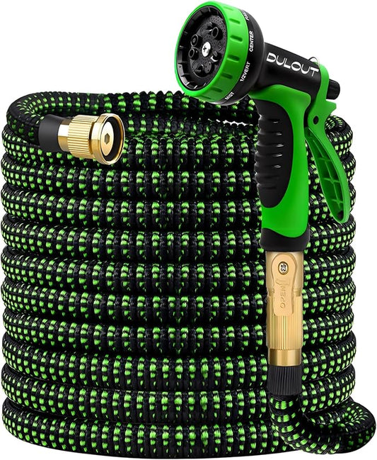 Expandable Garden Hose - 50 ft with 10 Function Nozzle Sprayer, Lightweight Flexible Water Hose with Durable Collapsible Latex Core & Solid Brass Fittings, 50ft Retractable Stretch Hose
