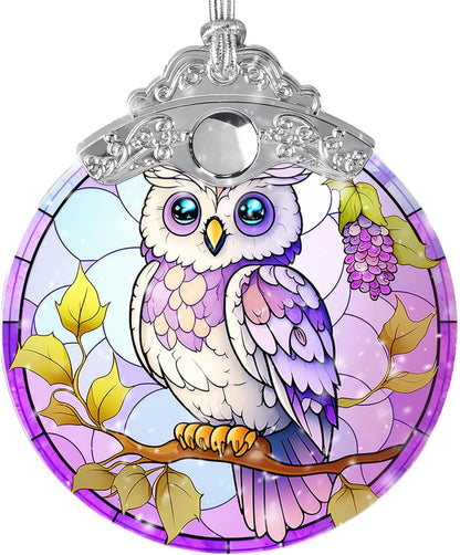 Stained Glass Suncatcher Owl Ornament for Christmas, Holidays, Tree Decor, and Home - Owl Gifts