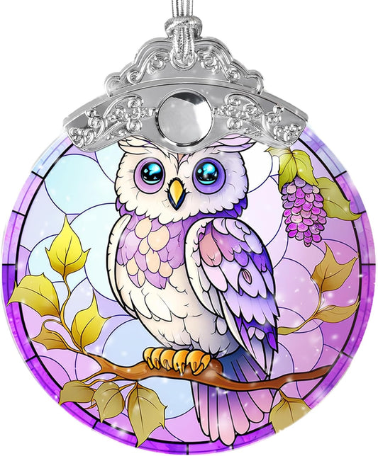 Stained Glass Suncatcher Owl Ornament for Christmas, Holidays, Tree Decor, and Home - Owl Gifts