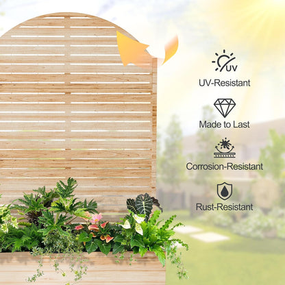 Raised Garden Bed with Arched Trellis and Wheels,73"x47"x16" Metal Raised Garden Bed,Acacia Finish Metal Planter with Climbing Trellis for Vines & Vegetables