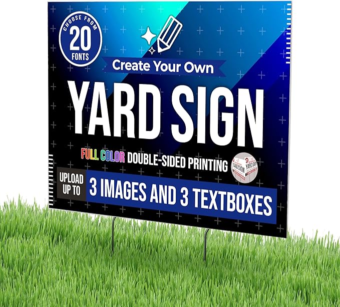 24x18" Double Sided Custom Yard Sign with Metal Stakes, Personalized Full Color Corrugated Yard Sign for Outdoors, Front and Back Custom Printed Personalized Lawn Signs (Design 4)