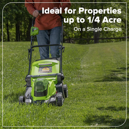 Greenworks 48V (24V x 2) 17" Cordless (Push) Lawn Mower (125+ Compatible Tools), (2) 4.0Ah Batteries and Dual Port Rapid Charger Included