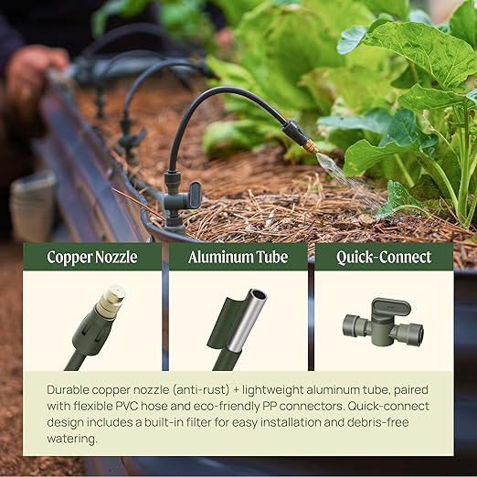 Vego Garden Irrigation Kit - Drip Irrigation System for Raised Garden Beds, Efficient Watering Solution for Vegetables, Flowers, and Plants, Easy DIY Installation (Large)
