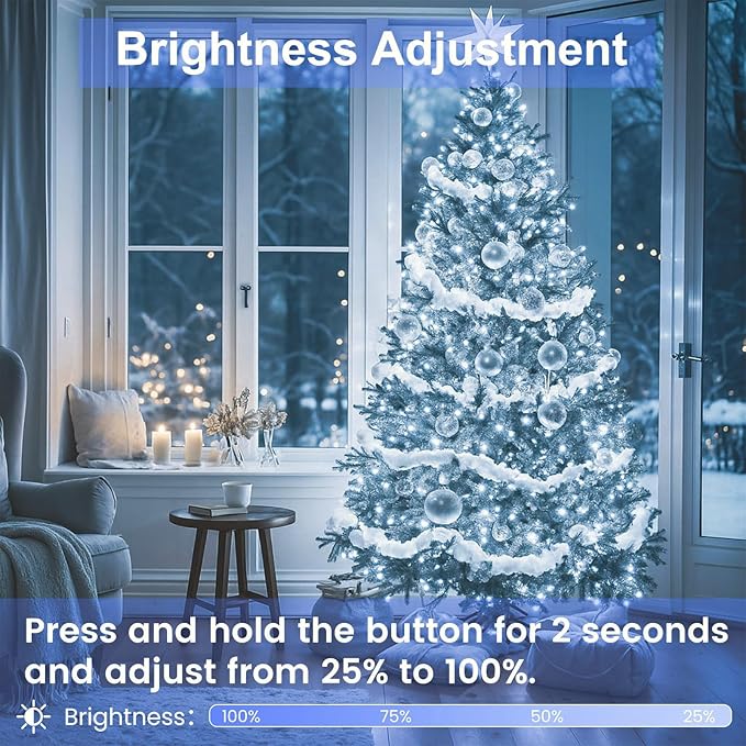 Connectable 100 LED String Lights Indoor Outdoor, 33FT Cool White Christmas Lights Waterproof, 13 Modes with Timer, Twinkle Fairy Lights Plug in Clear Wire for Christmas Tree, Bedroom, Classroom Decor