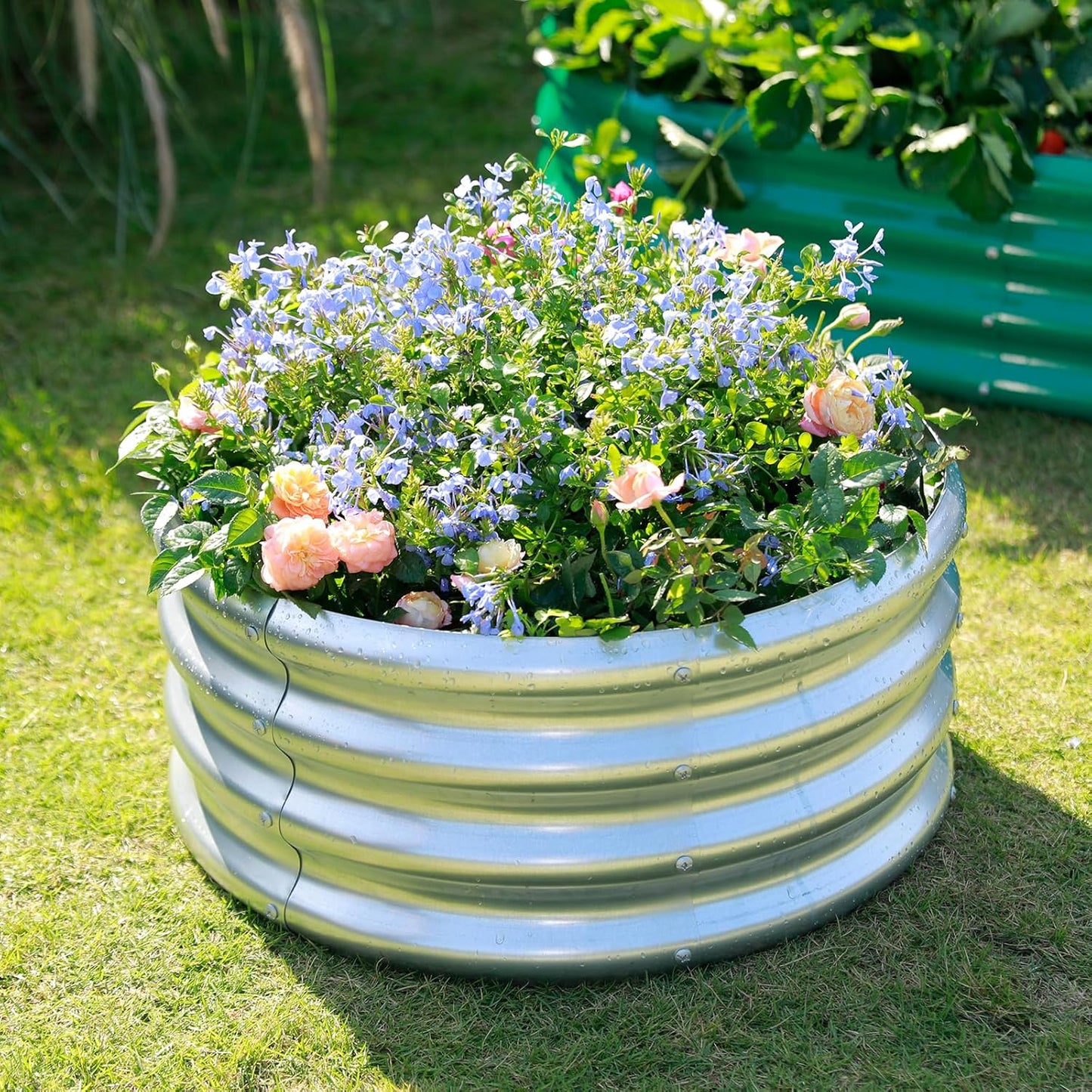 Land Guard Galvanized Raised Garden Bed 2Pcs, Planter Raised Garden Beds Outdoor, Round Clearance Raised Garden Beds for Gardening Vegetables……