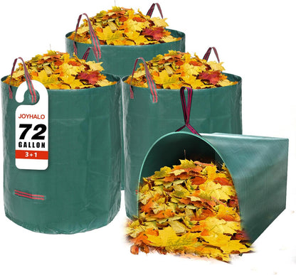 Joyhalo Reusable Yard Waste Bags Set, 3 Pack 72 Gallon Lawn And Leaf Bags with 40 Gallon Dustpan-Type Heavy Duty Garden Bag, Standable Garden Waste Container For Leaves