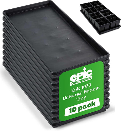 Epic Gardening Reusable Universal Bottom Tray - Epic 1020 Universal Bottom Tray - 10 Trays - Easy Watering Seed Starting Trays - Gardener Friendly Plant Trays for Seedlings | UV-Treated BPA-Free