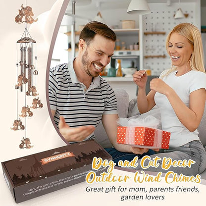 Cat Dog Wind Chimes for Outside,Gardening Gifts for cat Dog Lover，Women，Men，Mom，Birthday Party Decorations,Memorial Gifts,Wind Chimes Outdoors，Indoors,Room,Home,Wall,Garden,Patio,Yard Decor