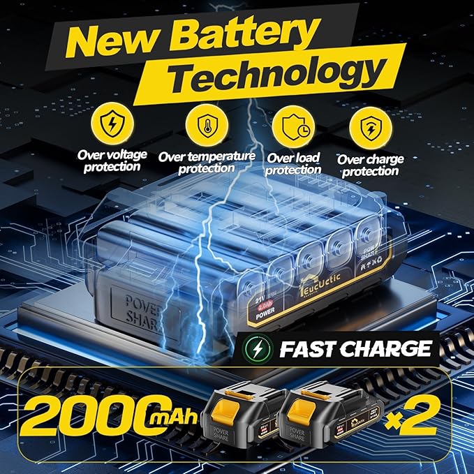 Mini Chainsaw Cordless 6-Inch, 21V Small Chainsaw with 2 Battery Handheld Electric Chain saw–Lightweight&Safe for Wood Cutting, Tree Trimming, Home, Garden, DIY, Best Gifts for Dad, Women (yellow)