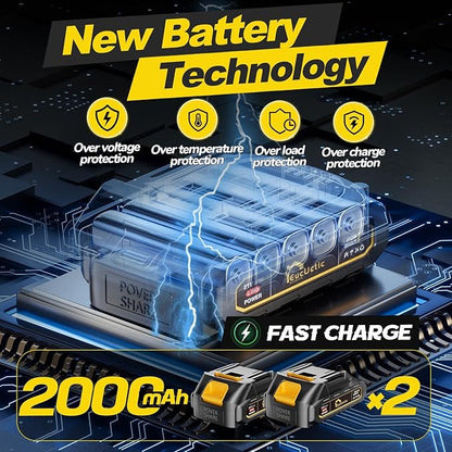 Mini Chainsaw Cordless 6-Inch, 21V Small Chainsaw with 2 Battery Handheld Electric Chain saw–Lightweight&Safe for Wood Cutting, Tree Trimming, Home, Garden, DIY, Best Gifts for Dad, Women (yellow)