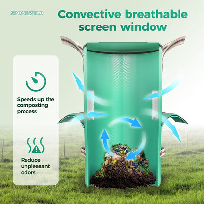 Reusable Garden Yard Waste Bag – 32 Gallon Breathable Thickened Reusable Lawn Bag, with 4 Handles for Easy Moving & Foldable Design, for Leaf & Miscellaneous Debris Collection(Green)