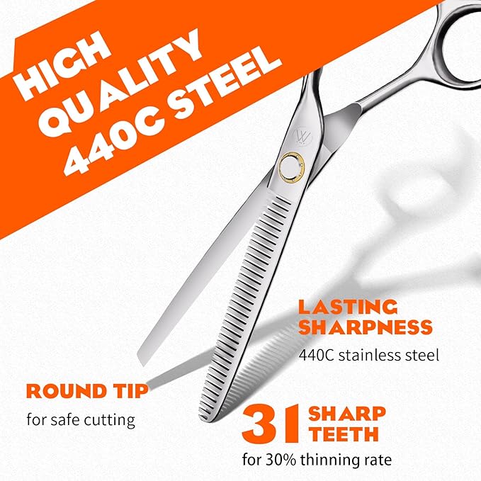 Sirabe HIGH-END Professional Hair Thinning Shears Barber Hair Cutting Texturizing Teeth Scissors with Case, Ultra 440C Sharp Blades for Salon Home Hairdressing