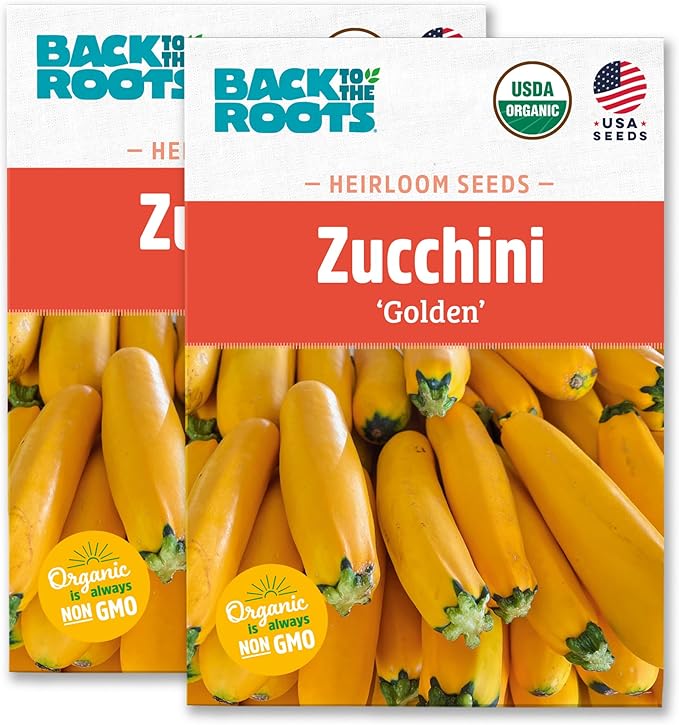 Back to The Roots 100% Organic Heirloom Seeds - Yellow Zucchini Squash Value Pack (4g Total)