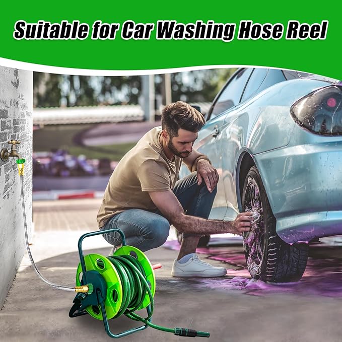 Short Garden Hose with Female to Female Connector, 3ft Metal Leakproof Hose for Hose Reel (3ft)