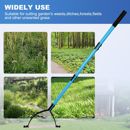 sancat Weed Cutter with Double-Edged Sharp Blade,51 inch Stainless Steel Weeder,Grass Cutter Tool for Garden, Yard, Field and Ditches,Garden Weed Wacker, Sickle with Long Handle