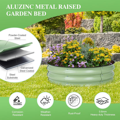 BPS Metal Raised Garden Bed, 2.5FT Diameter Galvanized Planter Raised Garden Boxes for Flower Planters, Vegetables Herb